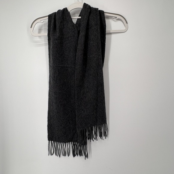 Men's ELLIOT MULRYAN 100% CASHMERE SCARF FRINGE EDGES Gray 12x60 Inches - Picture 1 of 5